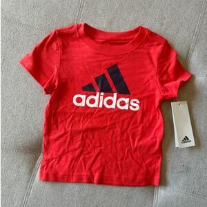 Adidas Toddler 2 Piece Set 18M Red Logo Tee + Navy Shorts NWT